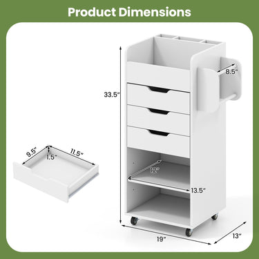 Craft Storage Cart with Mobile Drawers Shelves for Living Room