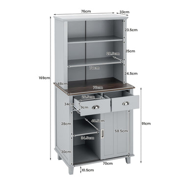 Buffet Cabinet with Hutch Sliding Doors and Drawers for Pantry