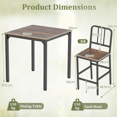 Counter Height Dining Table Set for 4 5-Piece Kitchen Bar Table and Chairs Set