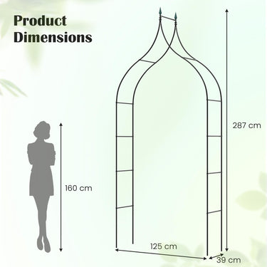 287cm Garden Arbor, Gothic Style Decorative Metal Garden Arch