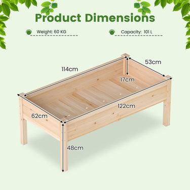 Wooden Raised Garden Bed with Legs, Natural Fir Wood Elevated Planter Box