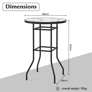 Patio Bar Table, Round Counter Height Bistro Table with Tempered Glass Tabletop, 97 cm Outdoor Cocktail Table - PatiojoyAU