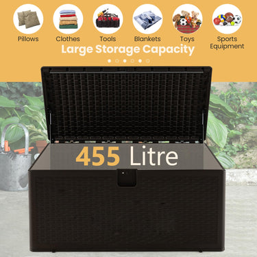 455 L Patio Deck Box, All Weather Storage Container w/Lockable Lid - PatiojoyAU