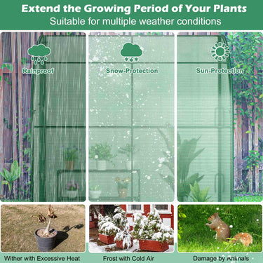 199 x 98 x 215cm Mini Lean to Walk in Greenhouse