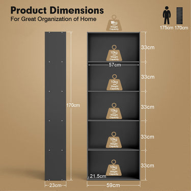 Standing Shelf wIth 5 Open Levels for Living Room