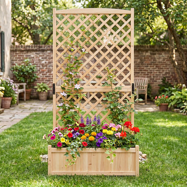 Raised Garden Bed w/Trellis, 180cm Tall Planter Box