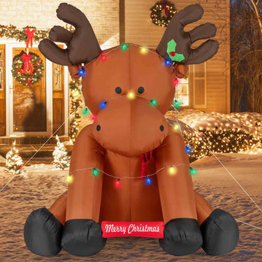 2.6M Tall Christmas Inflatable Reindeer Outdoor Decoration with 24 LED String Lights