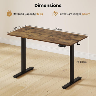 120 cm Height Adjustable Standing Desk with 3 Memory Presets