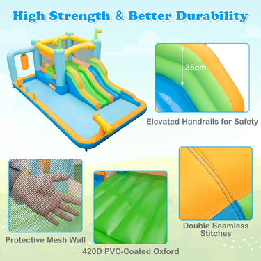 Kids Jumping Castle w/Dual Slides, Boxing Sandbag, Splash Pool, Water Cannon