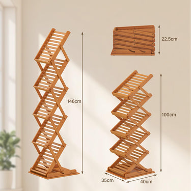 Foldable Bamboo Magazine Rack with 2 Adjustable Positions