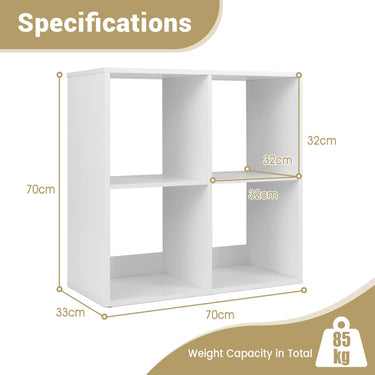 4-Cube Freestanding Floor Bookcase with Anti-toppling Devices