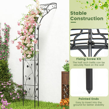 2.5M Tall Metal Arbour Archway 2 Half Arches, Garden Arch Arbor Trellis for Climbing Plants Roses Vines - PatiojoyAU