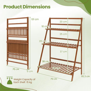 3 Tier Foldable Plant Flower Stand, Bamboo Plant Stand