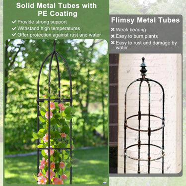 2-Pack Garden Trellis for Climbing Plants 197cm Tall Metal Obelisk Trellis