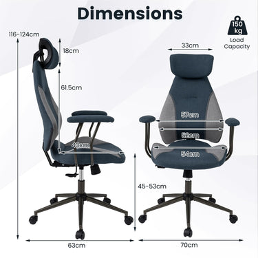 Ergonomic Office Chair with 2D Headrest and Rocking Backrest