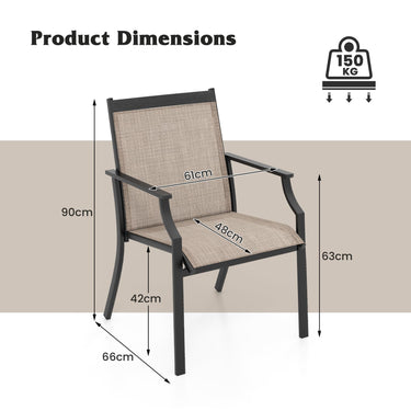 4 Piece Patio Dining Chairs, Large Outdoor Chairs w/Breathable Seat & Metal Frame - PatiojoyAU