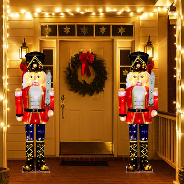 157 CM Lighted Nutcracker Soldier Outdoor Christmas Decoration with Glitter Sword