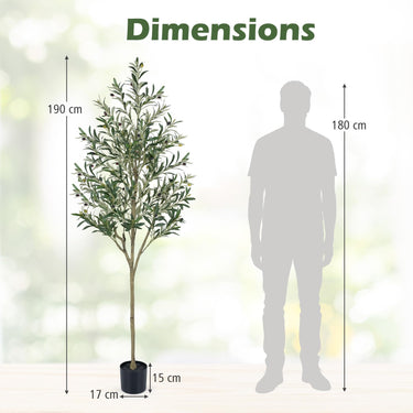 190 cm Artificial Olive Tree with Life-like Fruit and Leaves Decorative Indoor Faux Plant