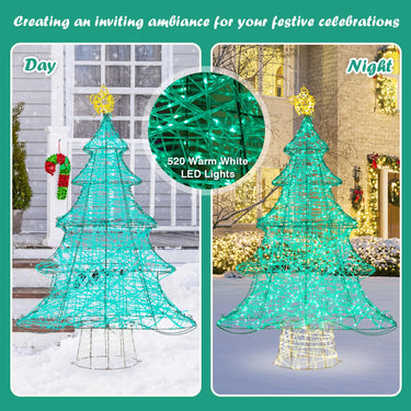 124CM Pre-lit Artificial Christmas Tree with 520 LED Lights