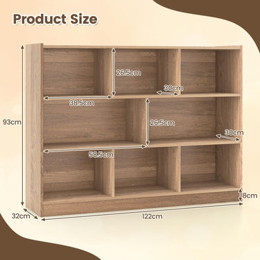 3-Tier Open Bookshelf Storage Cabinet with 8 Cubies
