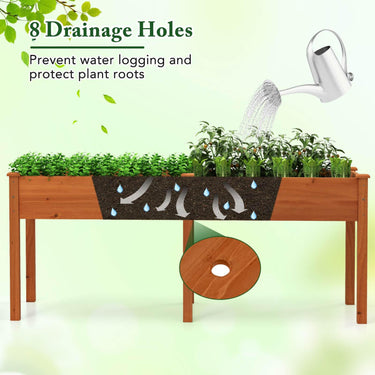 Raised Garden Bed w/Legs Elevated Planter Box w/Divider, 8 Drainage Holes