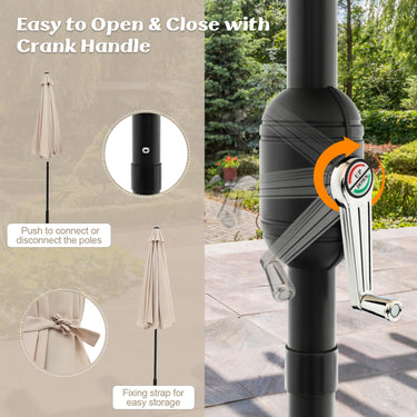 3M Outdoor Heavy Duty Market Umbrella with Tilt Mechanism