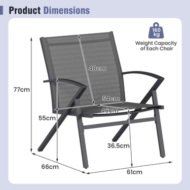 Patio Chairs Set of 2 Lawn Chairs with Heavy Duty Metal Frame