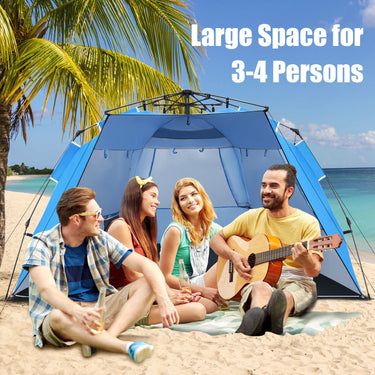 Foldable Portable Instant Pop-up Beach Tent for 3-4 Persons with Carry Bag