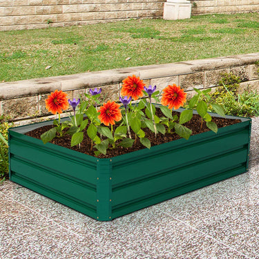 Outdoor Raised Garden Bed, Galvanised Steel Elevated Planter Box for Patio Backyard,120 x 90 x 30 cm