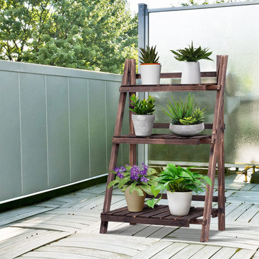 3-Tier Foldable Plant Stand, Flower Pot Bonsai Holder Display Ladder Shelf for Home Balcony