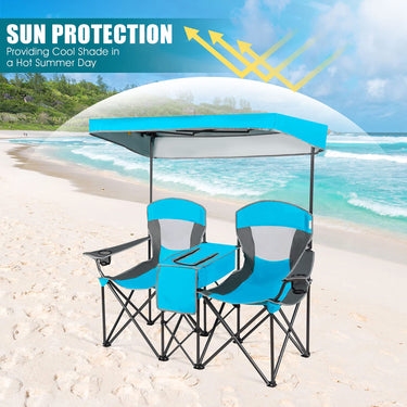 2-Person Folding Canopy Chairs with Storage Bag for Beach