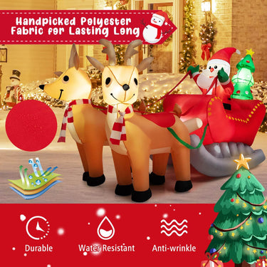 2.2M Long Christmas Inflatable Santa and Reindeer