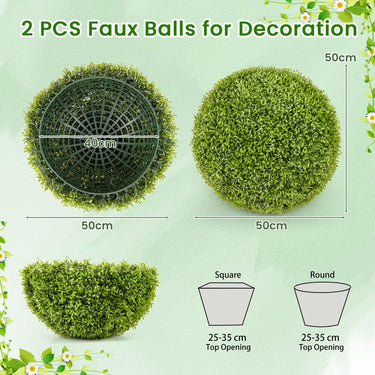 2 PCS 50cm Artificial Plant Boxwood Topiary Ball