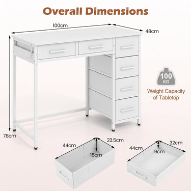 Computer Desk with Reversible Drawers
