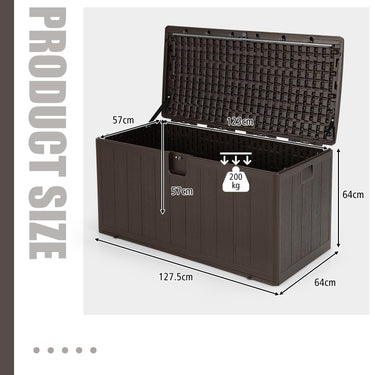 400L Indoor Outdoor Storage Deck Box Bench, Weather Resistant Resin Storage Bin with Lid & Handles