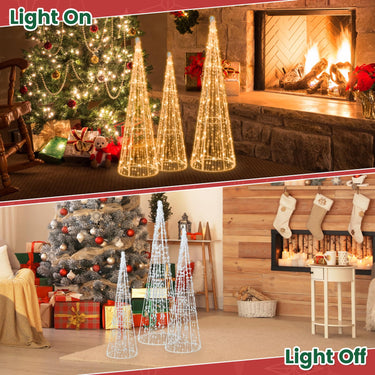 Xmas Decorative Conic Tree Set with 90 Warm White LED Lights