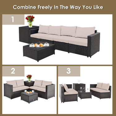 4-Piece Patio Furniture Set, All Weather Outdoor Sectional Rattan Sofa Set with Cushions