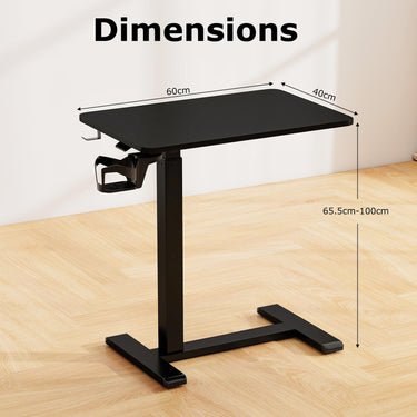 Mobile Standing Desk with Cup Holder and Headphone Hook
