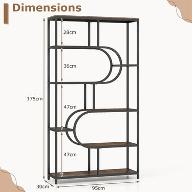 5-Tier Bookshelf Etagere Bookcase with Metal Frame
