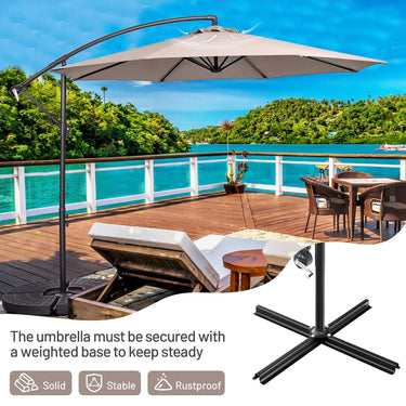 3M Patio Offset Umbrella w/8 Ribs, Cantilever Umbrella w/Cross Base and Crank - PatiojoyAU