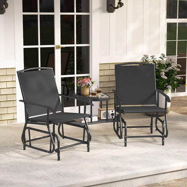2-Seater Outdoor Glider Bench w/ 2-Tier Center Table Patio Rocking Loveseat