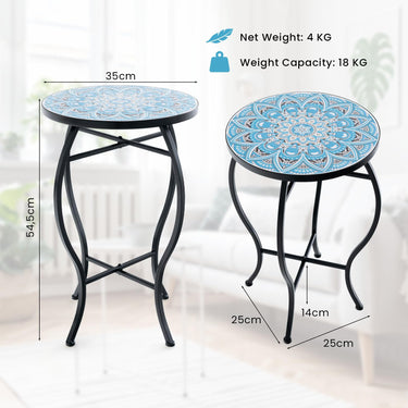 Porch Plant Stand, Side Table, Outdoor Mosaic Accent Table