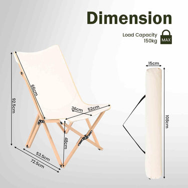 Butterfly Folding Chair Set of 2 with Storage Pocket and Sturdy Base