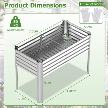 Galvanized Raised Garden Bed with Legs, Metal Elevated Planter Box for Gardening Vegetables, Flowers