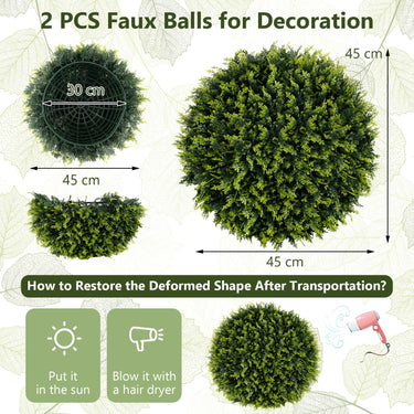 2 Pieces 45cm/55cm Artificial Plant Cedar Topiary Ball
