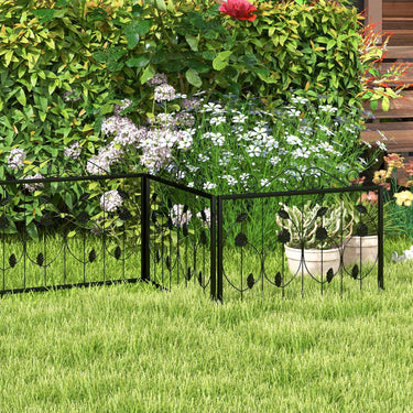 8 Panels Decorative Garden Fence, 464cm (L) x 60cm (H) Outdoor Animal Barrier for Dogs - PatiojoyAU