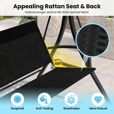 3-Person Porch Swing with Stand and Metal Frame