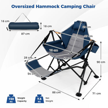 Oversized Hammock Camping Chair with Footrest and Cup Holder