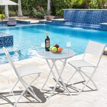 Bistro Table Set, 3 Piece Patio Bistro Set, Outdoor Folding Table and Chairs