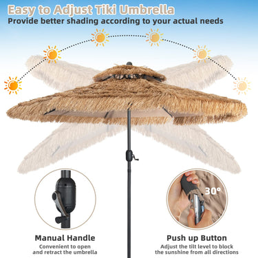 Thatched Tiki Umbrella, Hawaiian Style Patio Beach Umbrella